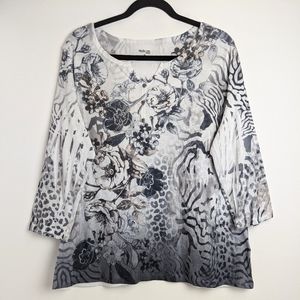 Style & Co Woman Floral Boho Long Sleeve Top 2X